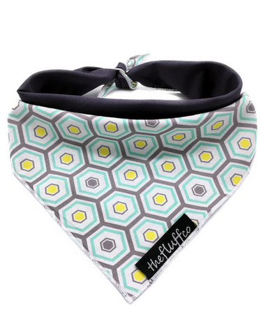 The Fluff Co. Classic Tie Reversible Scarf Bandana Retro Hexagon | Perromart Online Pet Store Singapore