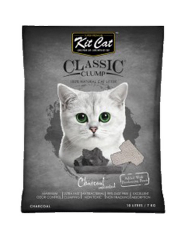 Kit Cat Classic Clump Cat Litter 10L (Charcoal - Unscented)