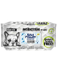 Absorb Plus AntiBacterial Pet Wipes 80pcs (BabyPowder) | Perromart Online Pet Store Singapore