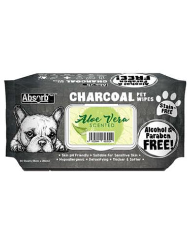 Absorb Plus Charcoal Pet Wipes 80pcs (Aloe Vera) | Perromart Online Pet Store Singapore