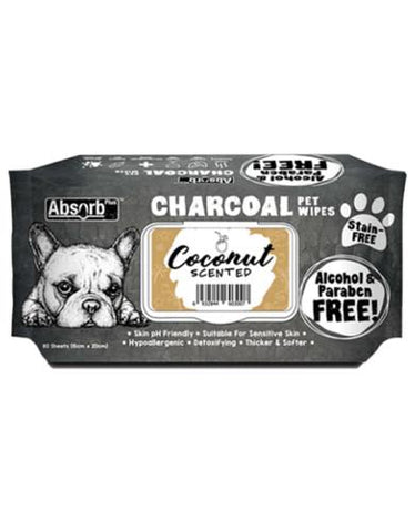 Absorb Plus Charcoal Pet Wipes 80pcs (Coconut) | Perromart Online Pet Store Singapore