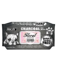 Absorb Plus Charcoal Pet Wipes 80pcs (Floral) | Perromart Online Pet Store Singapore