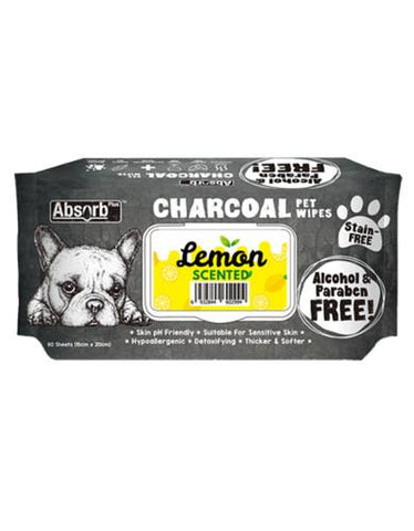 Absorb Plus Charcoal Pet Wipes 80pcs (Lemon) | Perromart Online Pet Store Singapore