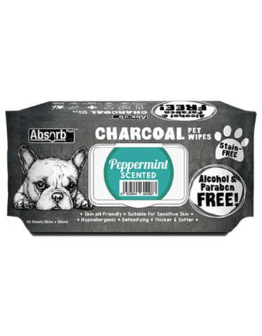 Absorb Plus Charcoal Pet Wipes 80pcs (Peppermint) | Perromart Online Pet Store Singapore