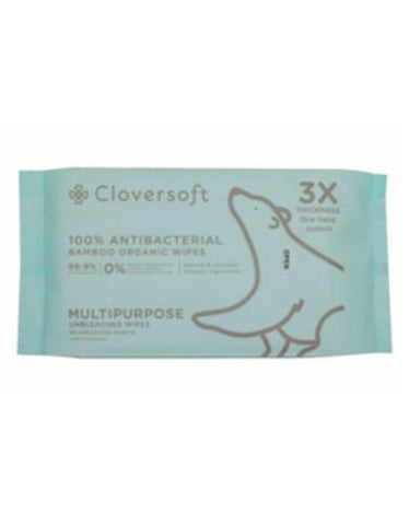 Cloversoft 100% Anti Bacterial Bamboo Organic Wipes 40'S | Perromart Online Pet Store Singapore