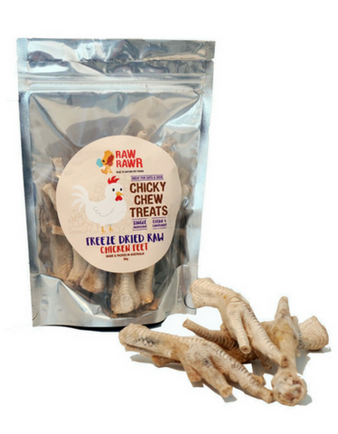 Raw Rawr Freeze Dried Chicky Chew Treats - Chicken Feet 80g