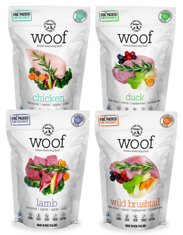 [2 FOR $269.90] [MIXABLE FLAVOURS] WOOF Freeze Dried Raw Dog Dry Food 1.2kg