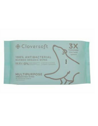 Cloversoft 100% Anti Bacterial Bamboo Organic Wipes 40'S