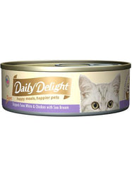Daily Delight Pure Skipjack Tuna White & Chicken with Sea Bream Canned Cat Food | Perromart Online Pet Store Singapore
