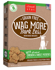 [TREATS SALE] [PRICES REDUCED] Cloud Star Wag More Bark Less Oven-Baked Grain Free Biscuits Chicken & Sweet Potatoes 396g