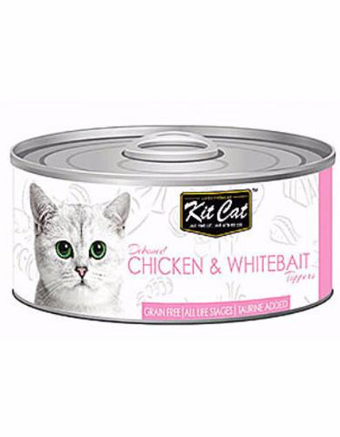 Kit Cat Deboned Chicken & Whitebait Toppers Canned Cat Food 80g | Perromart Online Pet Store Singapore