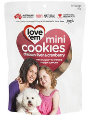 love 'em Chicken & Cranberry Mini Cookies for Dogs | Perromart Online Pet Store Singapore
