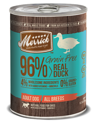 Merrick Grain Free 96% Real Duck Canned - 374g | Perromart Online Pet Store Singapore