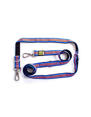 Max & Molly Hampton Strip Blue Dog Multifunction Leash | Perromart Online Pet Store Singapore