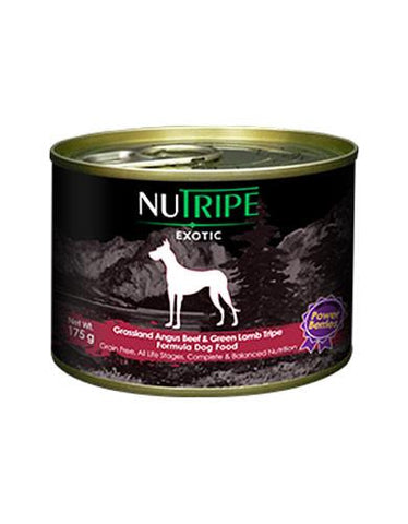 Nutripe Exotic Angus Beef & Green Tripe w Berries Canned Dog Food 175g | Perromart Online Pet Store Singapore