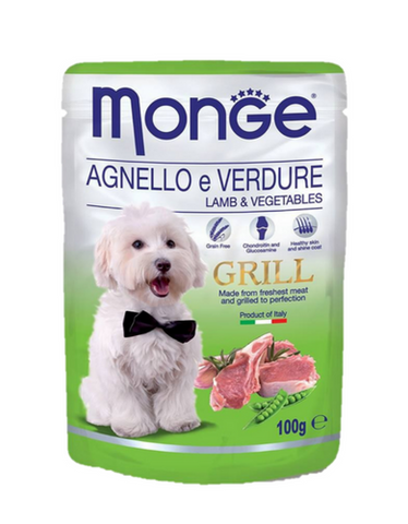 Monge Grill Pouches Lamb & Vegetables 100g | Perromart Online Pet Store Singapore