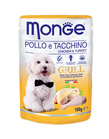 Monge Grill Pouches Chicken & Turkey 100g | Perromart Online Pet Store Singapore