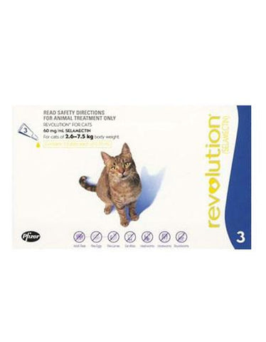 Revolution for Cat 2.6-7.5kg 3's/card (Blue) | Perromart Online Pet Store Singapore