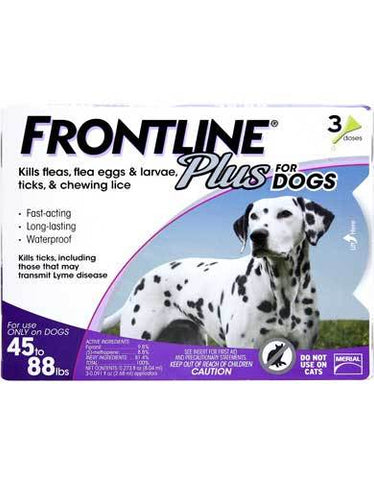Frontline Plus for Large Dogs 45-88lbs (3 or 6 Doses) | Perromart Online Pet Store