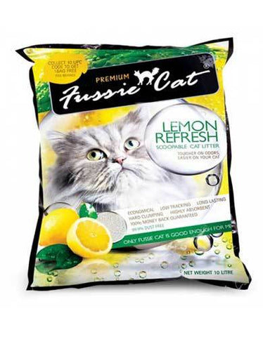 Fussie Cat Scoopable Litter Lemon Refresh 10L | Perromart Online Pet Store Singapore