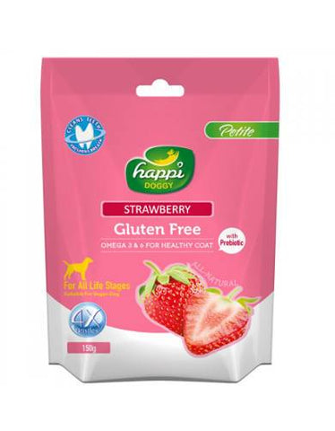 Happi Doggy Petite Gluten Free Strawberry Dental Chew 150g | Perromart Online Pet Store Singapore