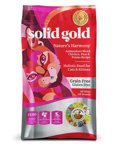 Solid Gold Grain & Gluten Free Nature's Harmony With Chicken, Peas & Potato Recipe along Cranberries Dry Cat Food | Perromart Online Pet Store Singapore