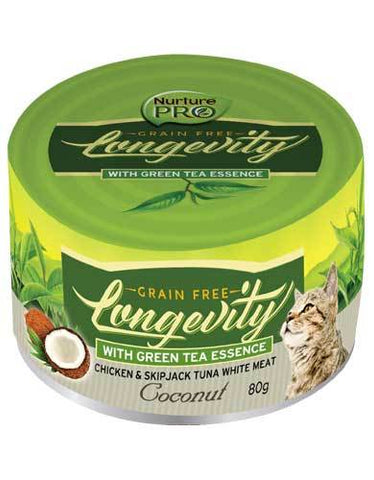 Nurture Pro Longevity Chicken & Skipjack Tuna White Meat with Coconut Cat Canned Food 80g | Perromart Online Pet Store Singapore