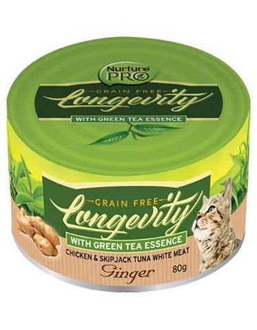 Nurture Pro Longevity Chicken & Skipjack Tuna White Meat with Ginger Cat Canned Food 80g | Perromart Online Pet Store Singapore