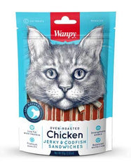 Wanpy Oven Roasted Chicken & Cod Fish Sandwiches Cat Treats 80g | Perromart Online Pet Store Singapore