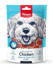 Wanpy Oven-Roasted Chicken & CodFish Sushi Treats Dog Treat 100g | Perromart Online Pet Store Singapore